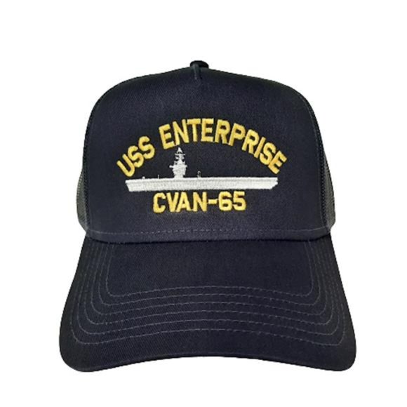 USS Enterprise CVAN-65 Baseball Cap Hat Mesh Snapback Blue Embroidered US Navy - Picture 5 of 5